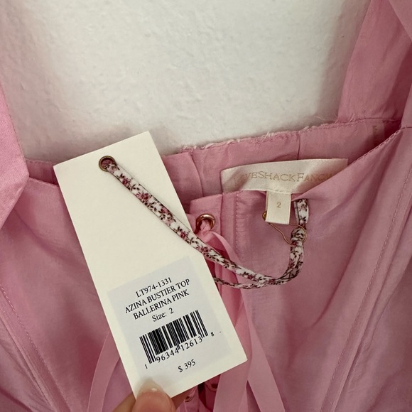 NWT LoveShackFancy Azina Lace Front Tie Shoulder Bustier Top - Ballerina Pink - Picture 7 of 16